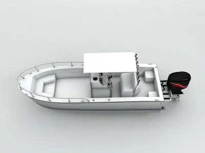 Fishing Motor Boat Boston Whaler 2 Low-poly 3D model