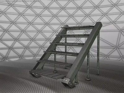 Sci-Fi Stairs - 16 - Green Version Low-poly 3D model