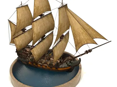 Pirate Ship Low-poly 3D model