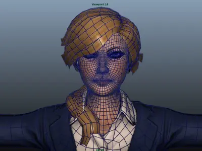 Female Airhostess Low-poly 3D model