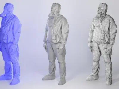 Soviet Liquidator of nuclear accident of Chernobyl 58 Low-poly 3D model