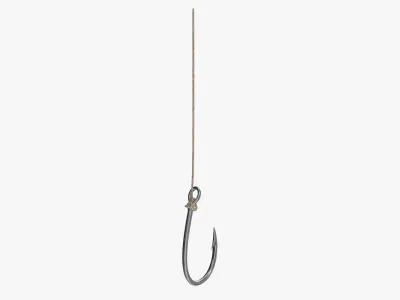 Fishing hook with line 3D model