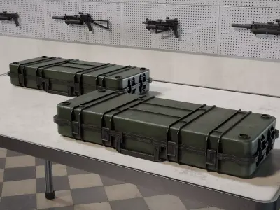 PP-19 Bizon and Case videogame asset Low-poly 3D model