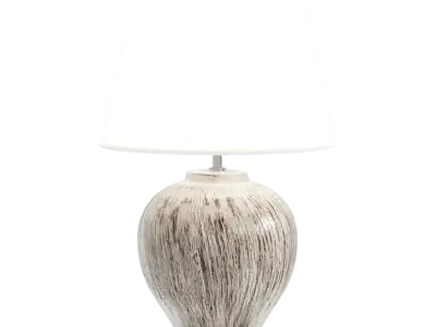  Eno Ceramic Kelantis Carved Shade Lamp Model, White 