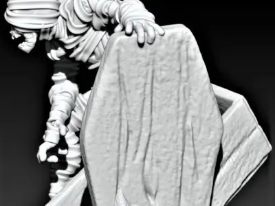 Mummy skeleton in box 3D print model