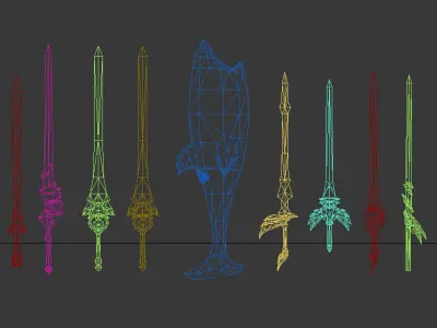 long sword Low-poly 3D model