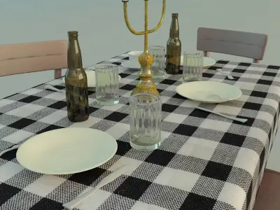 Table and Chairs Free 3D model order