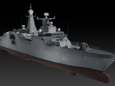 Algerian navy frigate El-Moudamir Low-poly 3D model