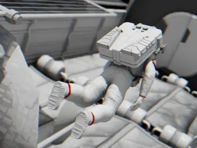 Space mission scene rigged astronaut 3D model