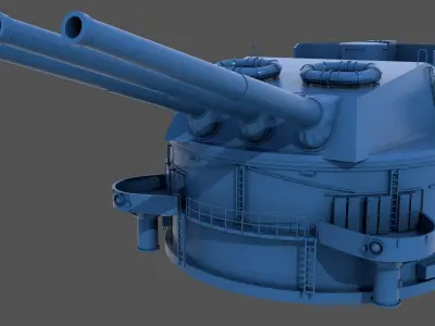 381mm WW2 Italian turret n2 - Commercial license - 1-200 scale 3D print model