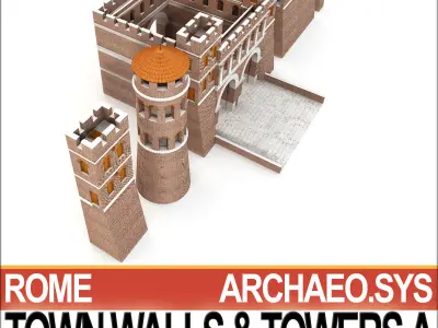 Ancient Roman Town Walls And Towers A 3D model