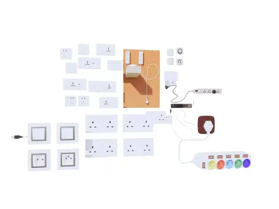3D Electrical Outlets and Power Accessories Collection Low-poly 3D model