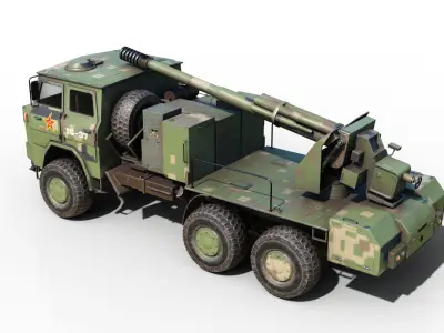 4 coatings of Chinese Army PCL09 PCL-09 Truck-mounted Howitzer Low-poly 3D model