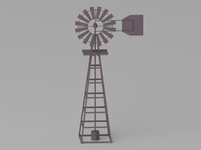 Cartoon Western Windmill Low-poly 3D model
