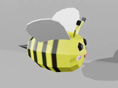 Happy Bee Low-poly 3D model