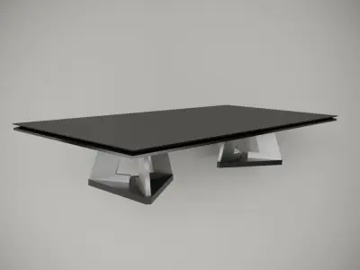 Table glass with metal legs 3D model