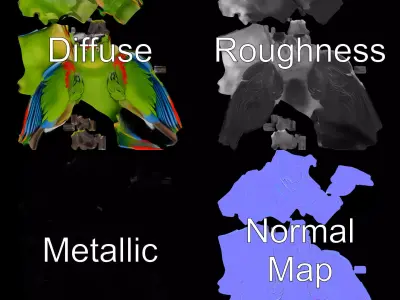 Vibrant Parrot Model Pack Low-poly 3D model