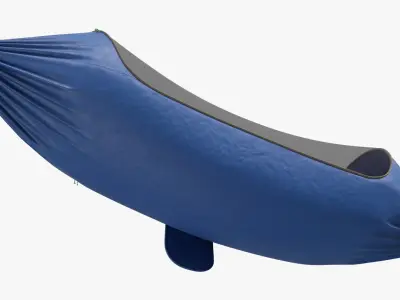 Survival Hammock Attached to Wooden Stakes 3D model