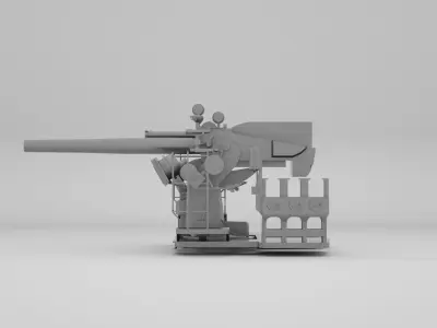 5 inch - 127mm 25 Mk19 Single Naval Gun 3D model