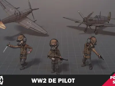 WW2 DE Pilot Low-poly 3D model