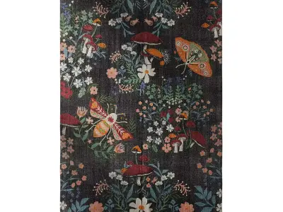 Insect Floral Embroidered Brushed Rug 3D model