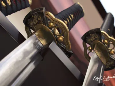 Complete Samurai Weapon Set 3D model