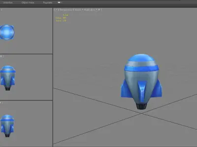 Cartoon blue rocket missile Low-poly 3D model