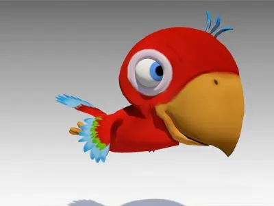 Parrot Toon Animated Low-poly 3D model