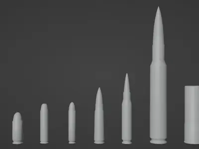 Eight Bullets Low-poly 3D model