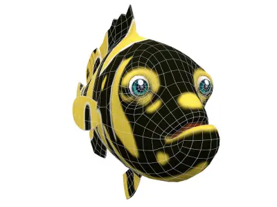 Giant Grouper Animated Fish Cartoon  Low-poly 3D model