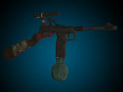 Stylized automatic pistol Free low-poly 3D model