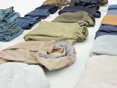 Clothing collection 25 items jeans coat shirt jacket pullover  3D model