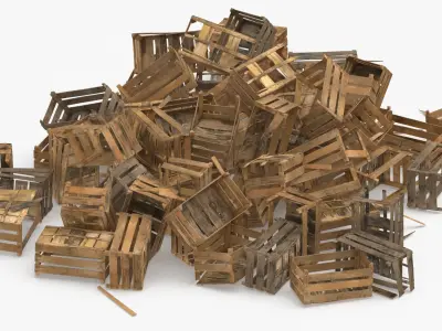 Wood Crate Pile Small Medium and Large 3D model