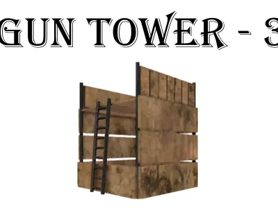 Gun Tower 3 Free low-poly 3D model