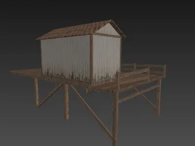 Fishing Hut Low-poly 3D model