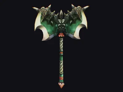 Axe Twohanded Large Weapon Cutting Fantasy Melee Hatchet Low-poly 3D model