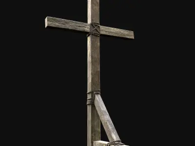 CROSS BIBLICAL JESUS CHRIST GOD SYMBOL WOODEN TORMENT CRUCIFIX Low-poly 3D model
