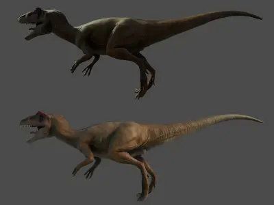 Allosaurus Low Poly 3D Model two t-rex dinosaurs Low-poly 3D model