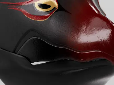 Japanese bird mask Low-poly 3D model