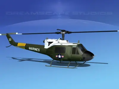 Bell UH-1B Iroquois V13 US Marines 3D model