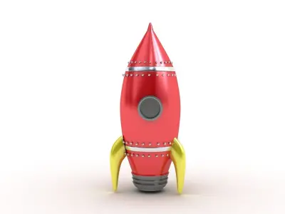 Cartoon Rocket v2 3D model
