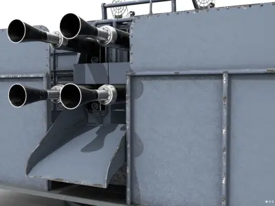 QF 2-pounder Mark VIII 4-barelled 3D model Low-poly 3D model