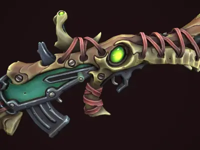 Desert assault rifle Low-poly 3D model