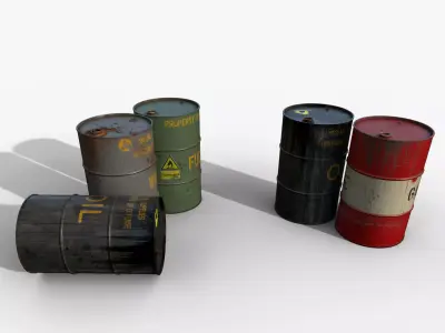 Metal Barrel oil gasoline fuel water Low-poly 3D model