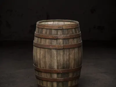 Old wooden barrel Low-poly 3D model