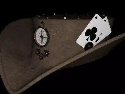 Hat historic old cards Low-poly 3D model