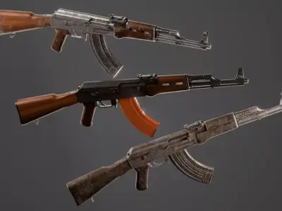 AK 47 Low-poly 3D model 9