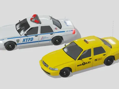 New York Police and Taxi cars Free 3D model