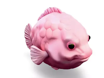 Stylized Pink Fish 3D Model Low-poly 3D model
