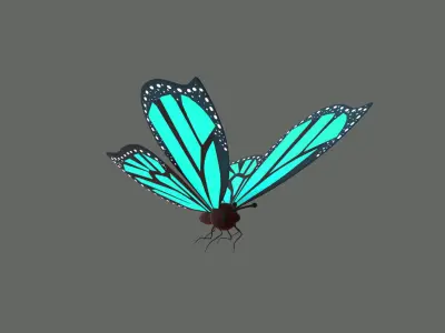 Cartoon Butterfly Wing Flapping 03 Animated Low-poly 3D model